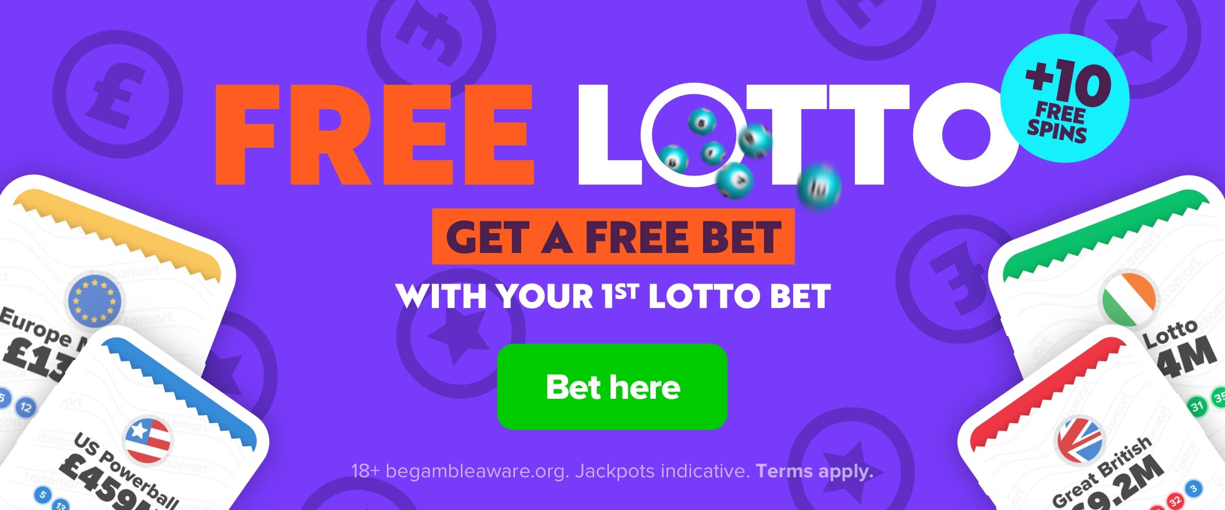 Free Lotto - Get a free bet with your first lotto bet.